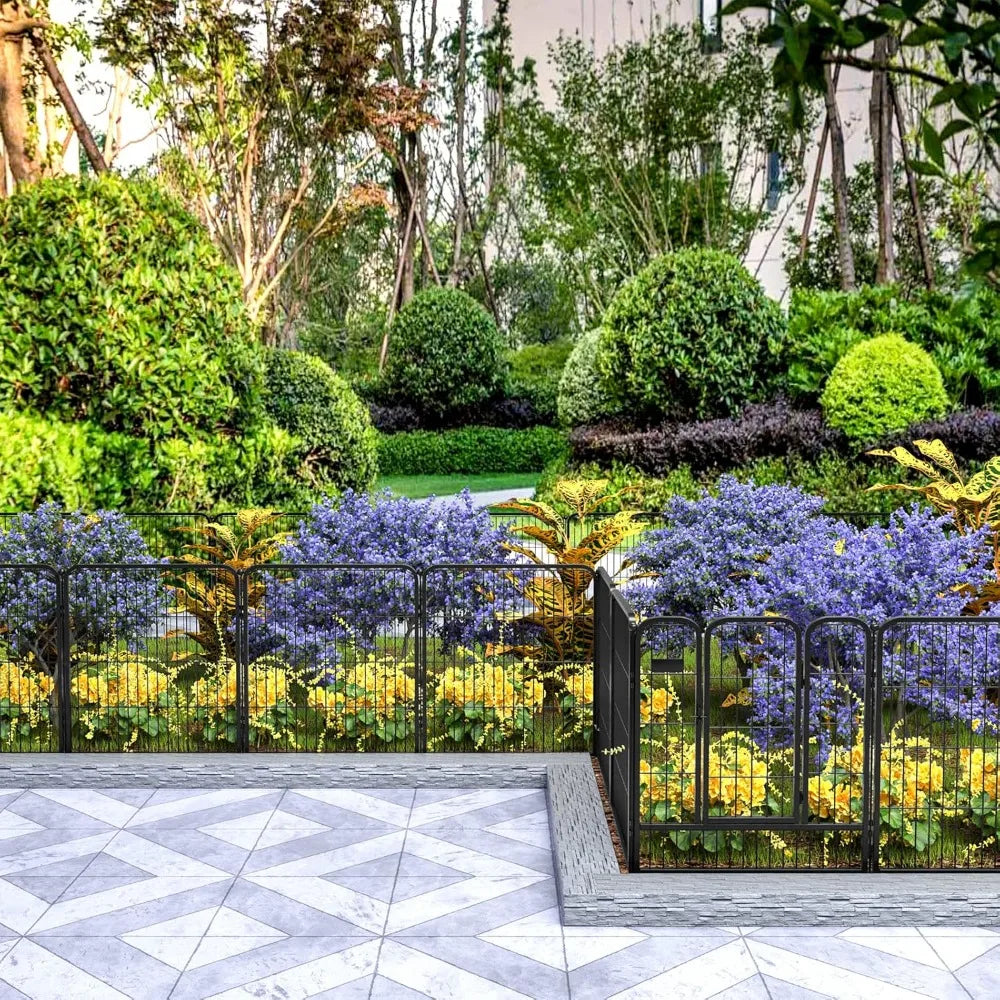 DAFIFY Decorative Iron Garden Fence With Gate Heavy Duty