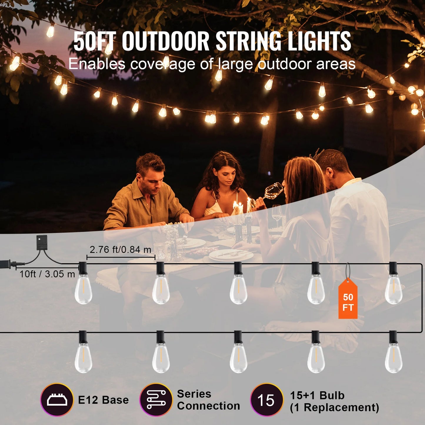 Bulb SucceBuy LED Outdoor String Lights 2700K Dimmable