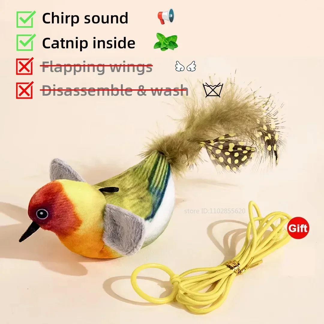 Bird Shaped Interactive Cat Toy With Rechargeable Chirping Flapping Plush