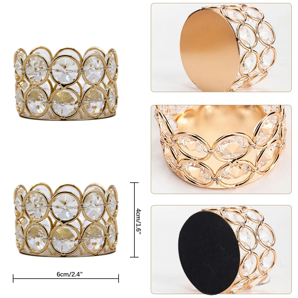 Candle Crystal Gold Votive Holders 24Pcs For Weddings