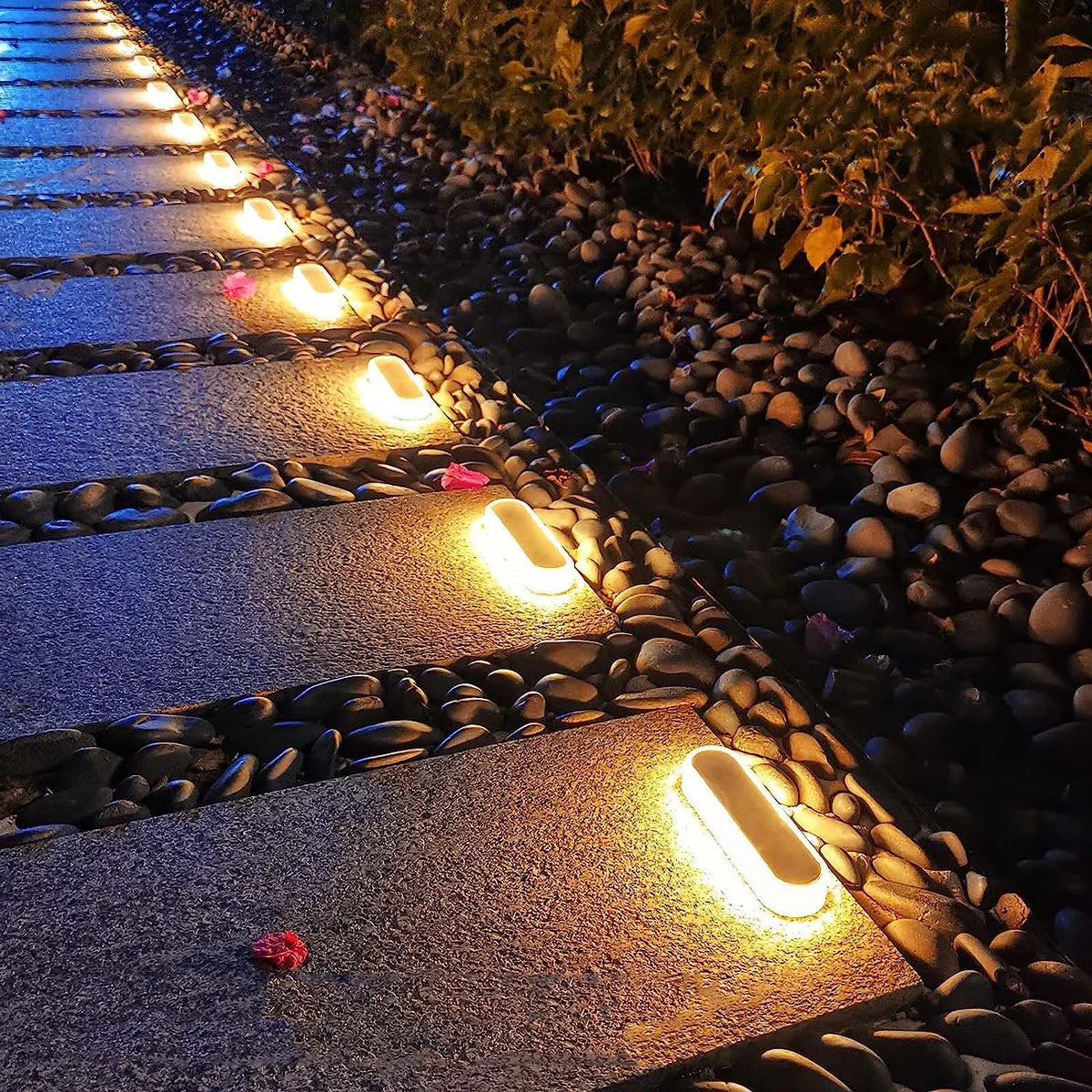 Waterproof Solar Deck Lights Auto On Off Four Pack Outdoor
