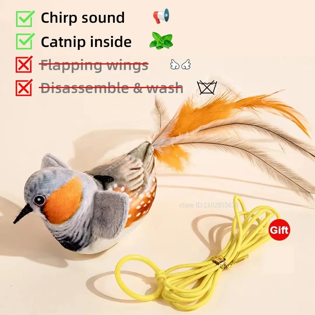 Bird Shaped Interactive Cat Toy With Rechargeable Chirping Flapping Plush