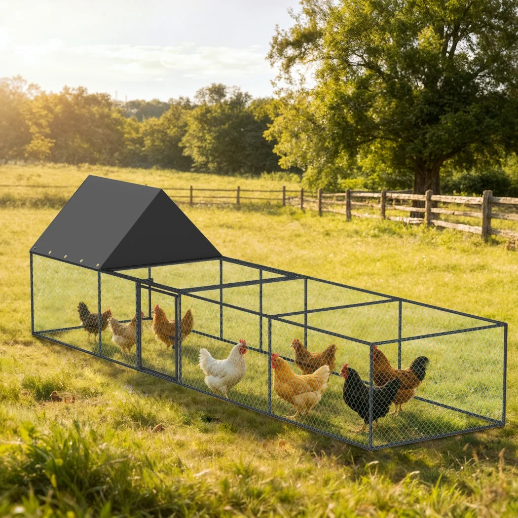 Large Chicken Coop Cage Outdoor Hen Poultry Cage Run Pen Fence Duck House with Nylon Netting Rabbit Hutch Run Nest Pet Cage