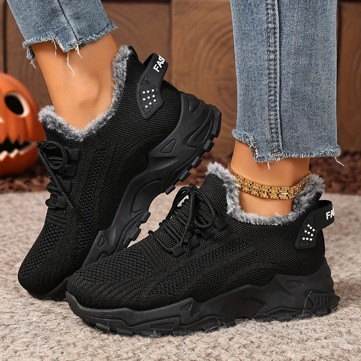 Winter Warm Womens Sneakers With Non Slip Soles
