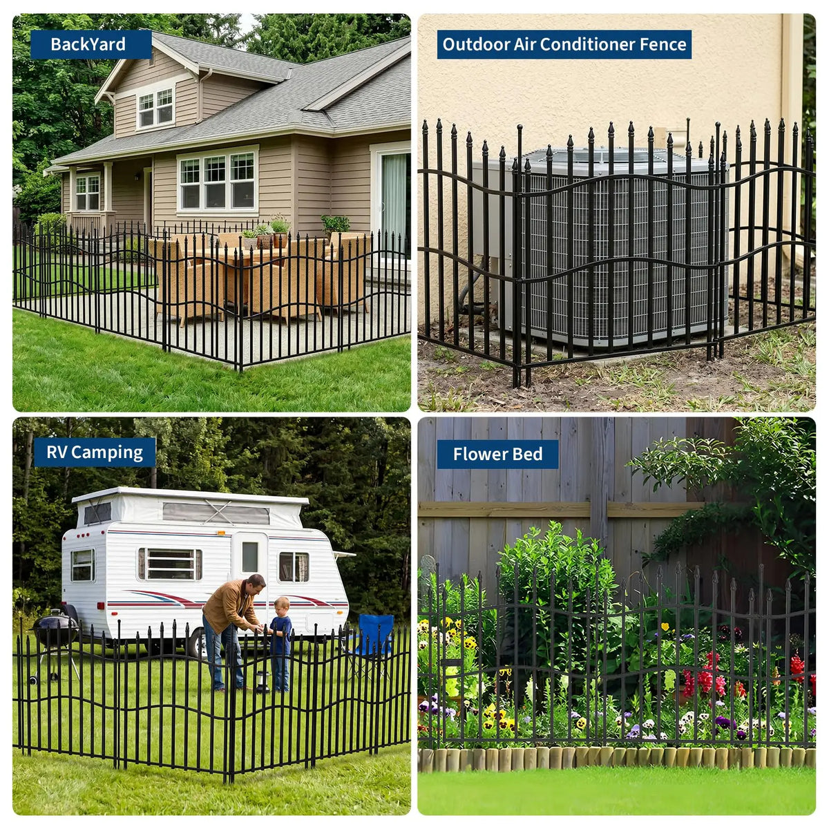 HiMISS Garden Fence Panels Metal Animal Barrier With Gate