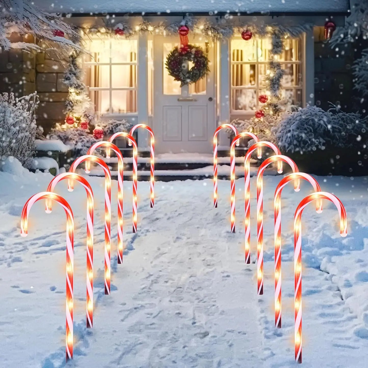 Joyfy Candy Cane Pathway Lights Set of 12 Outdoor Decorations