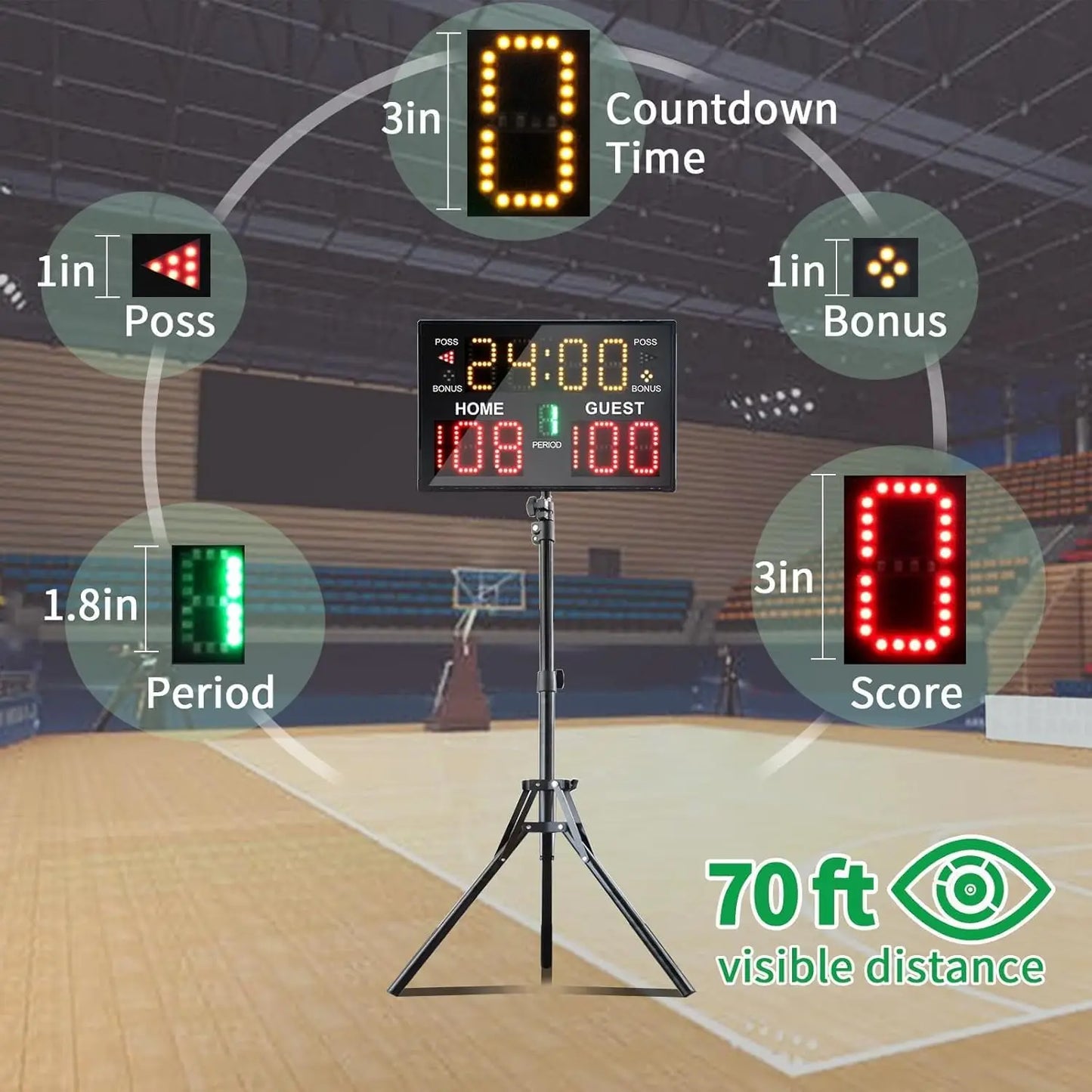 Digital Scoreboard With Timer And Remote Portable For Multi Sport Games