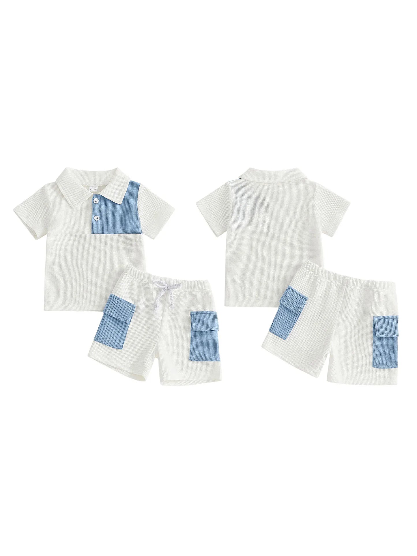 Infant Boy s Stylish Summer Ensemble Short Sleeve  Shirt and Cargo Shorts Combo for a Cool Look