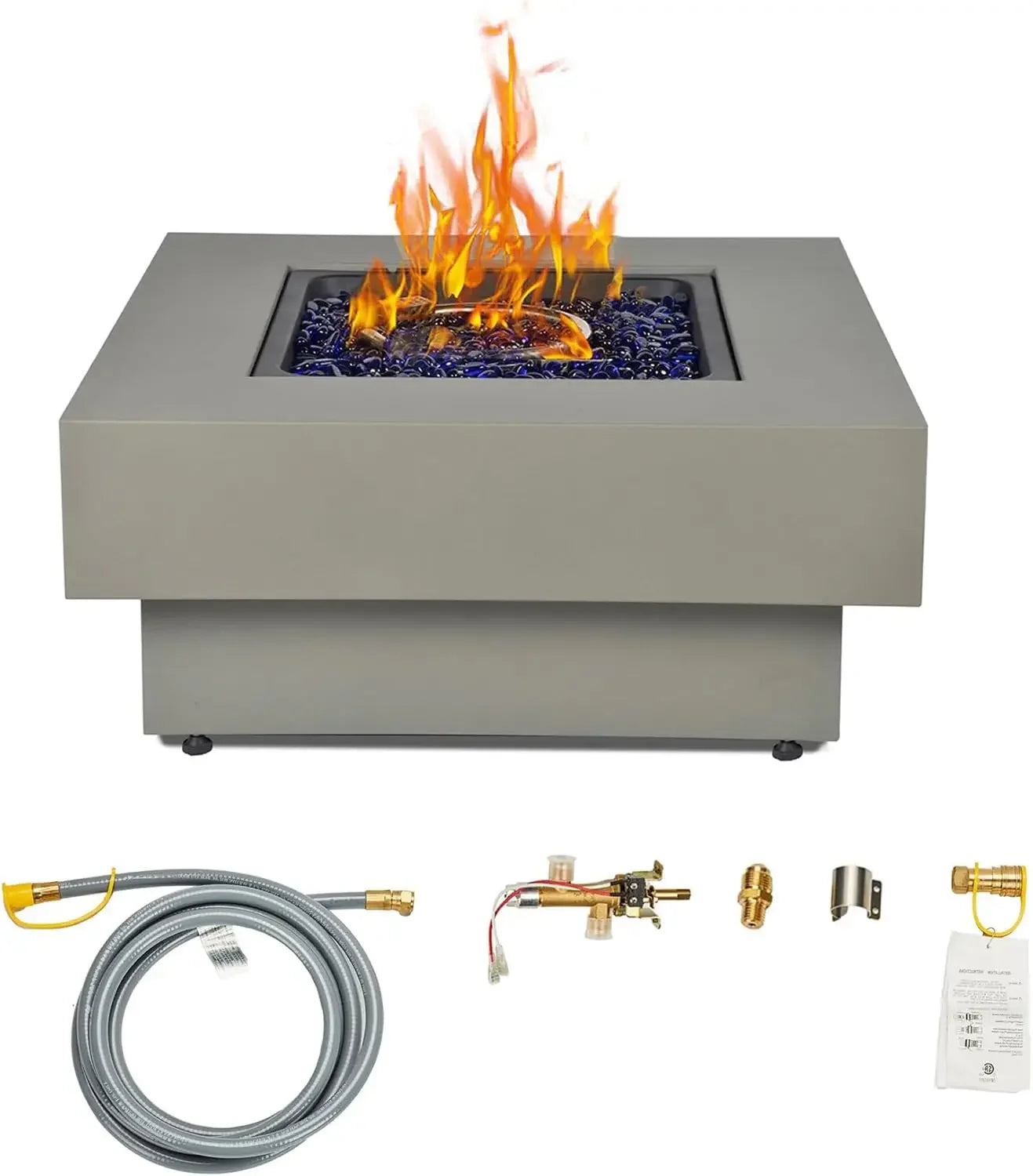 Outdoor Gas Fire Pit Table 50,000 BTU Convertible Propane Natural Gas
