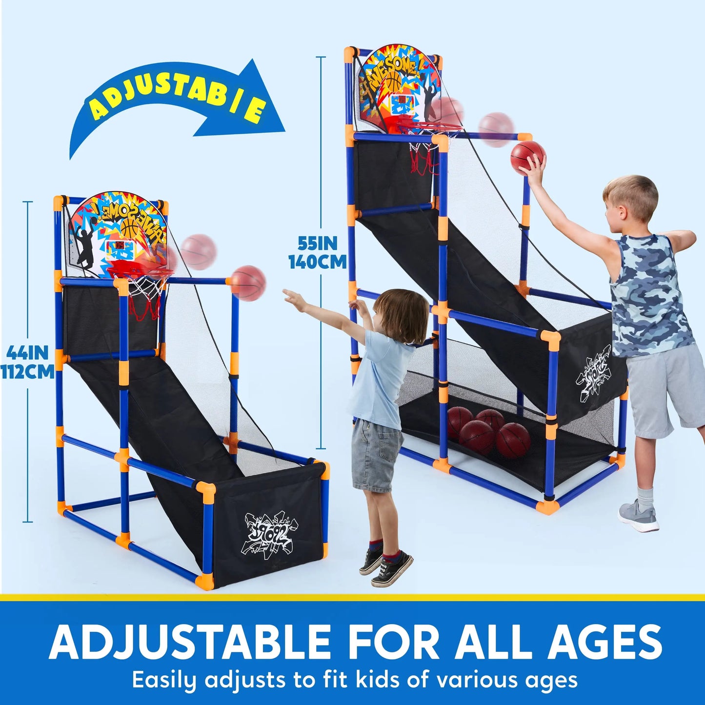 Joyfy LED Scoring Arcade Basketball Game with Adjustable Height Stand