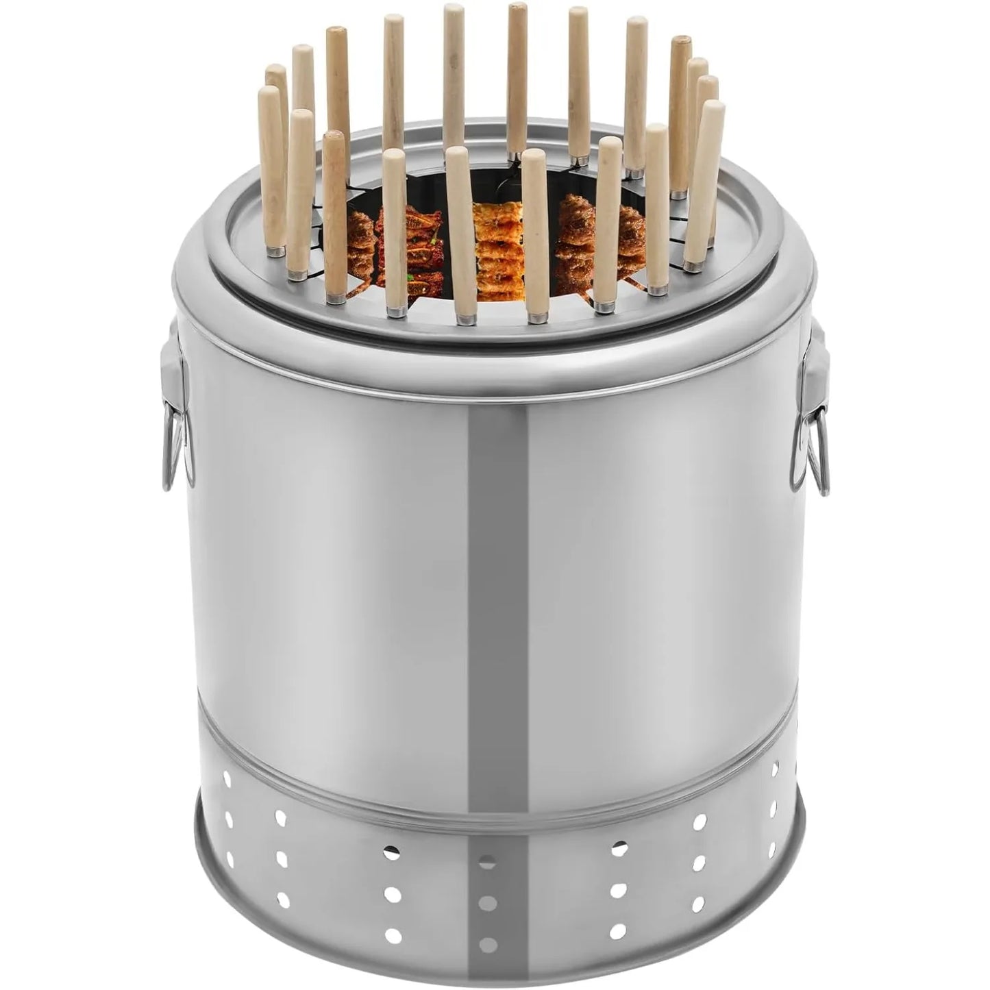 Charcoal Barbecue Grill - 28 Skewers Large Capacity BBQ Grill, 360° Even Heat Distribution, BBQ Charcoal Grill with Grilling Accessories, Outdoor Barbecue Grill for 6-10 Peoples