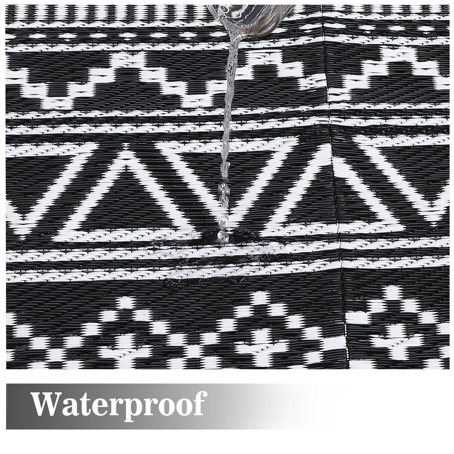 StudysetCN Outdoor Waterproof Reversible Patio Rug Boho Camping