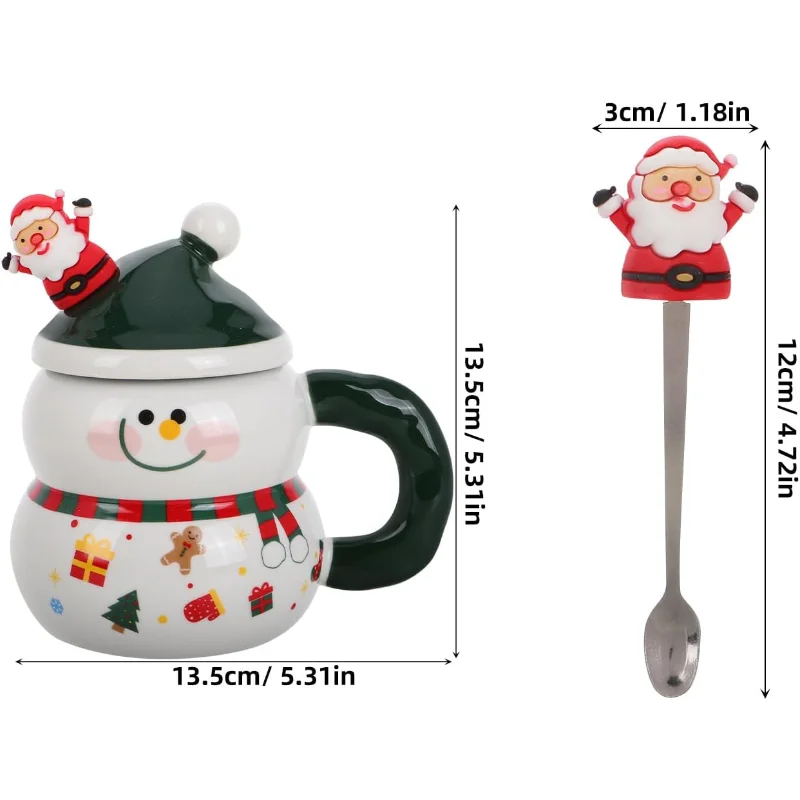Snowman Mugs With Lid Porcelain Christmas Coffee Mugs