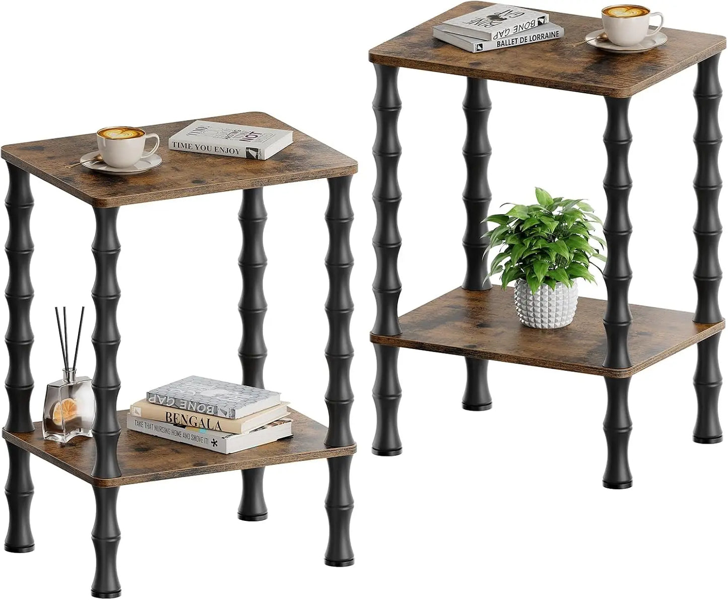 Side Table, 2-Tier End Table With Storage Shelf, Night Stand For Small Spaces, Modern Coffee Tables For Living Room, Bedr