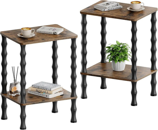 Side Table, 2-Tier End Table With Storage Shelf, Night Stand For Small Spaces, Modern Coffee Tables For Living Room, Bedr