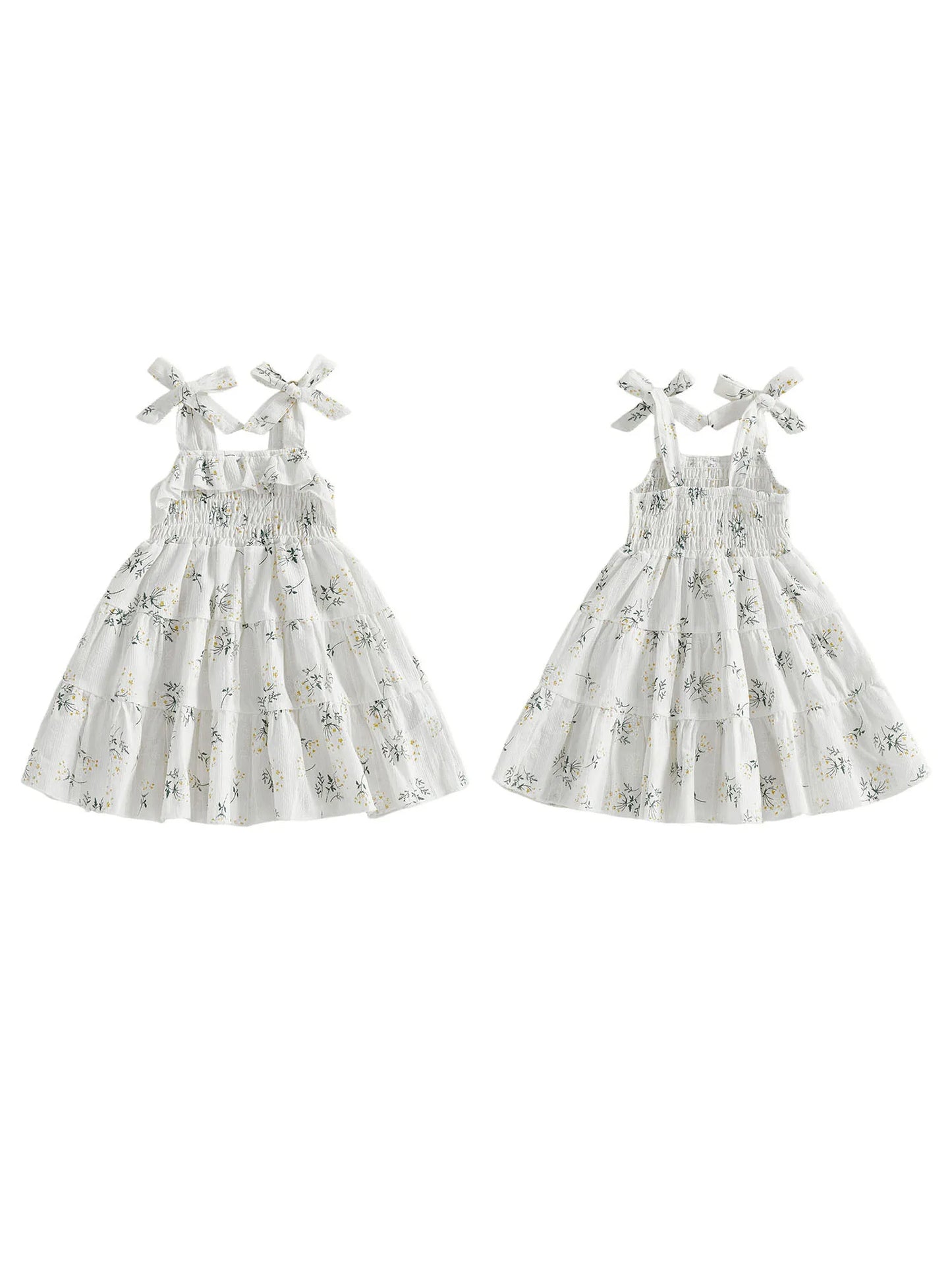 Floral Print Aline Toddler Dress With Tie Shoulder Detail
