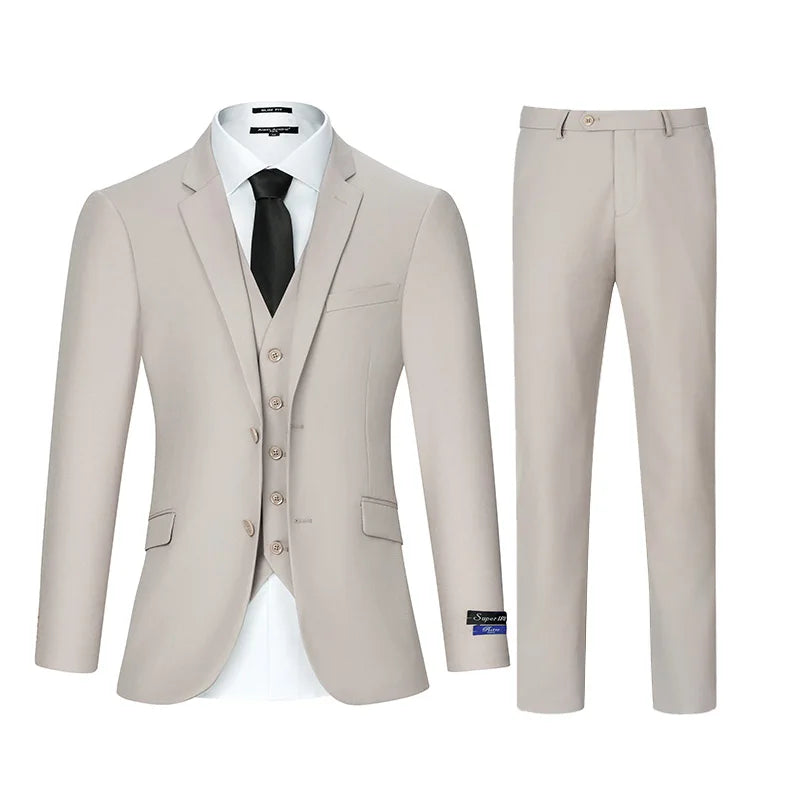 Men's Classic 3-Piece Suit Set Blazer With Button Details Regular Fit