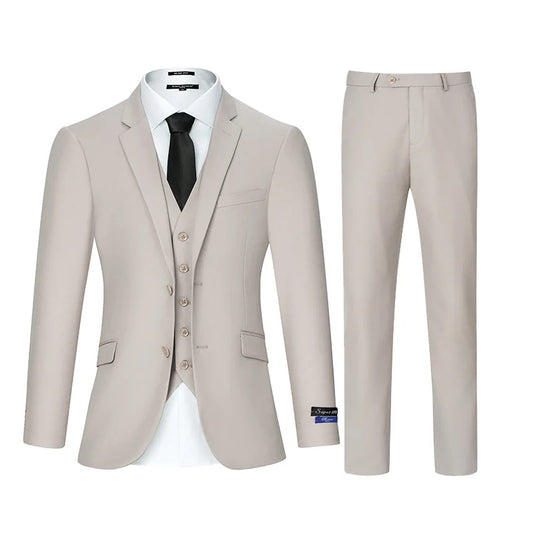 Men's Classic 3-Piece Suit Set Blazer With Button Details Regular Fit