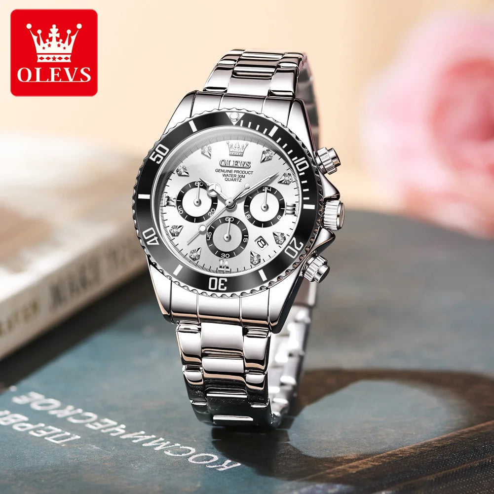 OLEVS Women's Quartz Chronograph Watch With Date and Luminous Dial