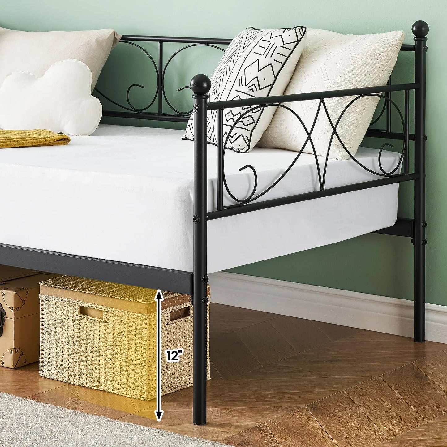 StudysetCN Daybed Frame With Heavy Duty Metal Slats Mattress Foundation