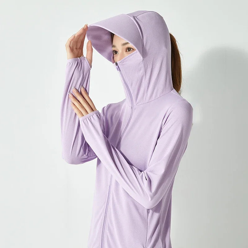 Summer New High Quality Ice Silk Couple Sun Protection Clothing Outdoor UV Protection Sports Running Sun Protection Top