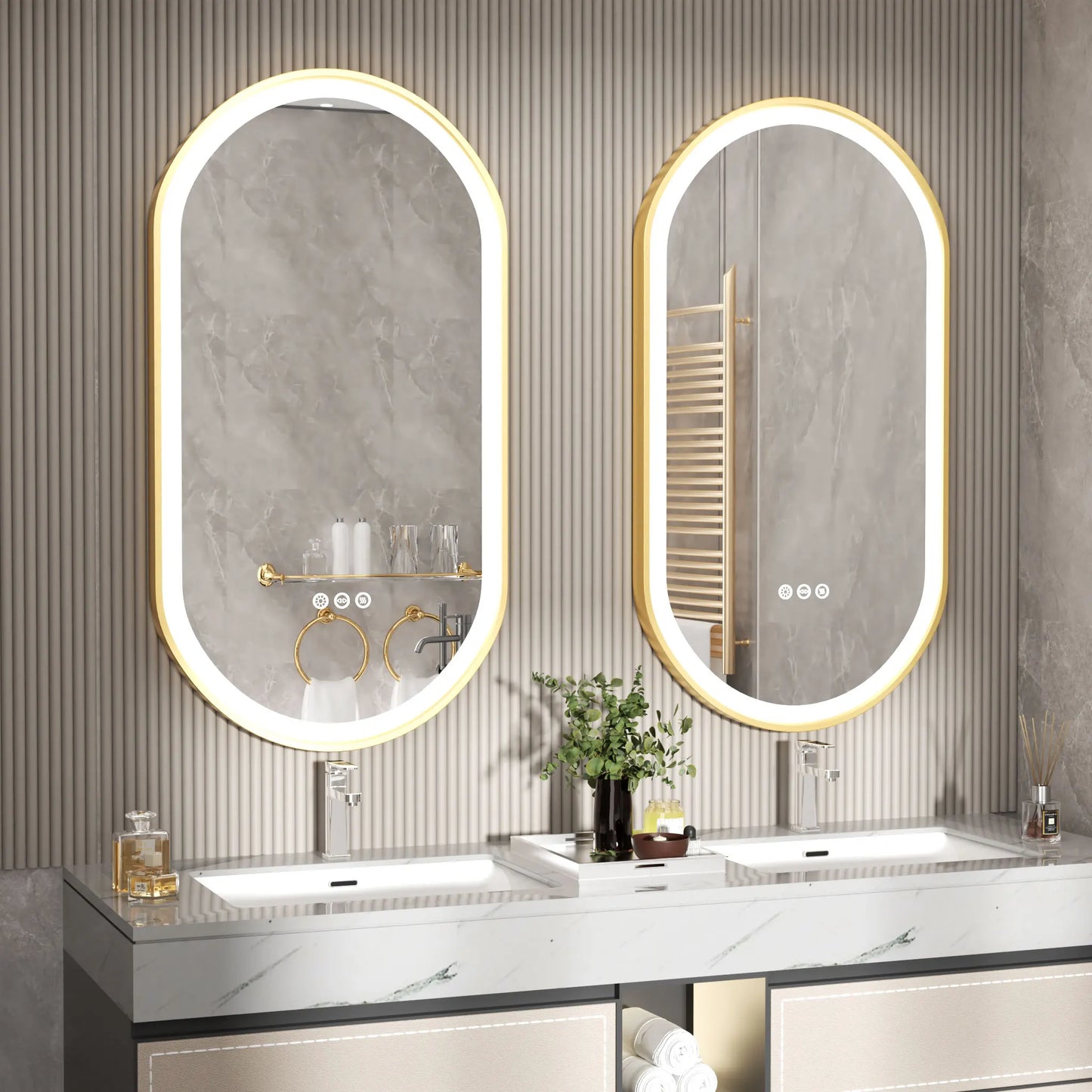 Wisfor Oval Vanity Mirror Dimmable LED Anti Fog Wall Mounted
