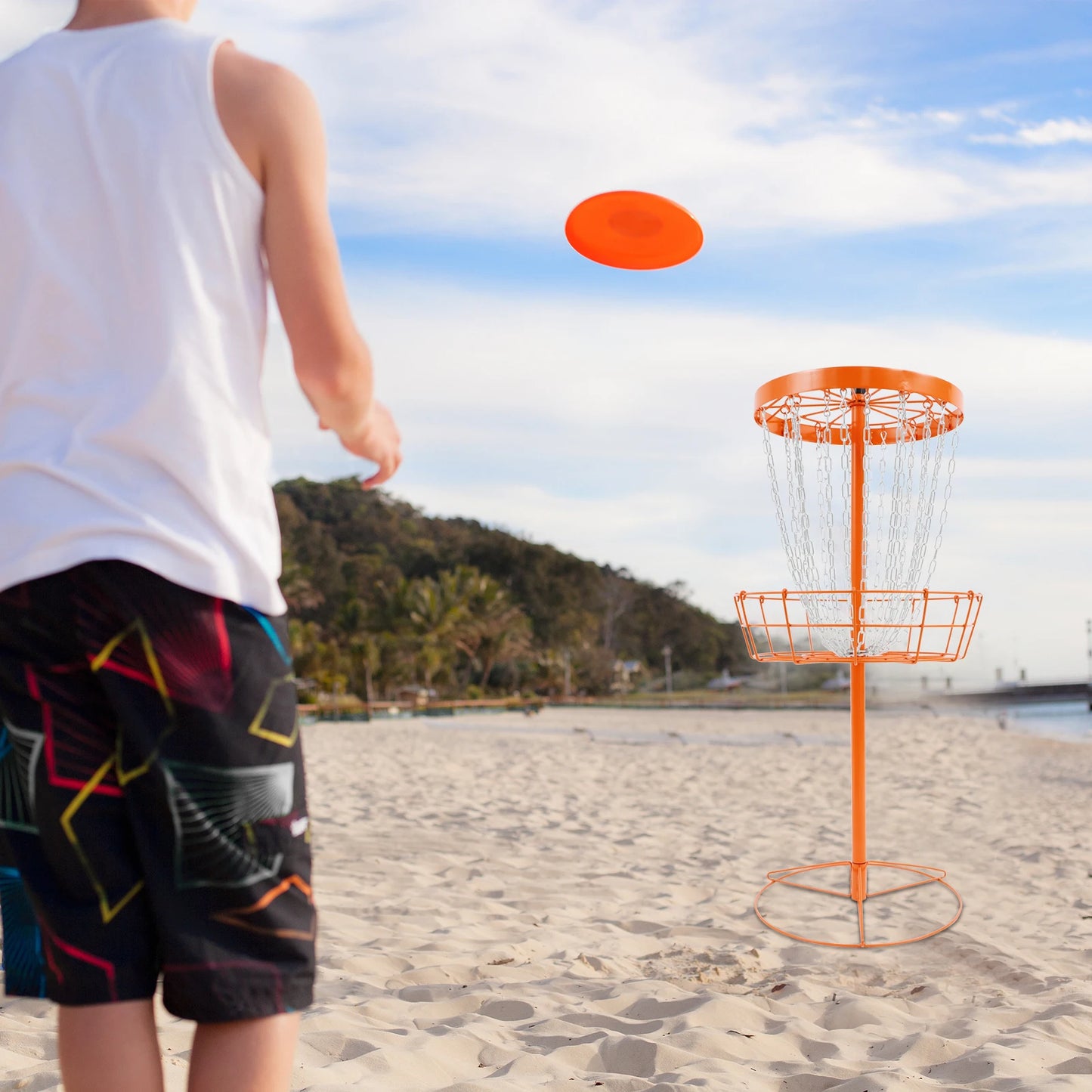 Disc Golf Basket Disc Golf Training Stand 24 Chain Portable Disc Golf Target for Golf Game Flying Disc Camping Outdoor