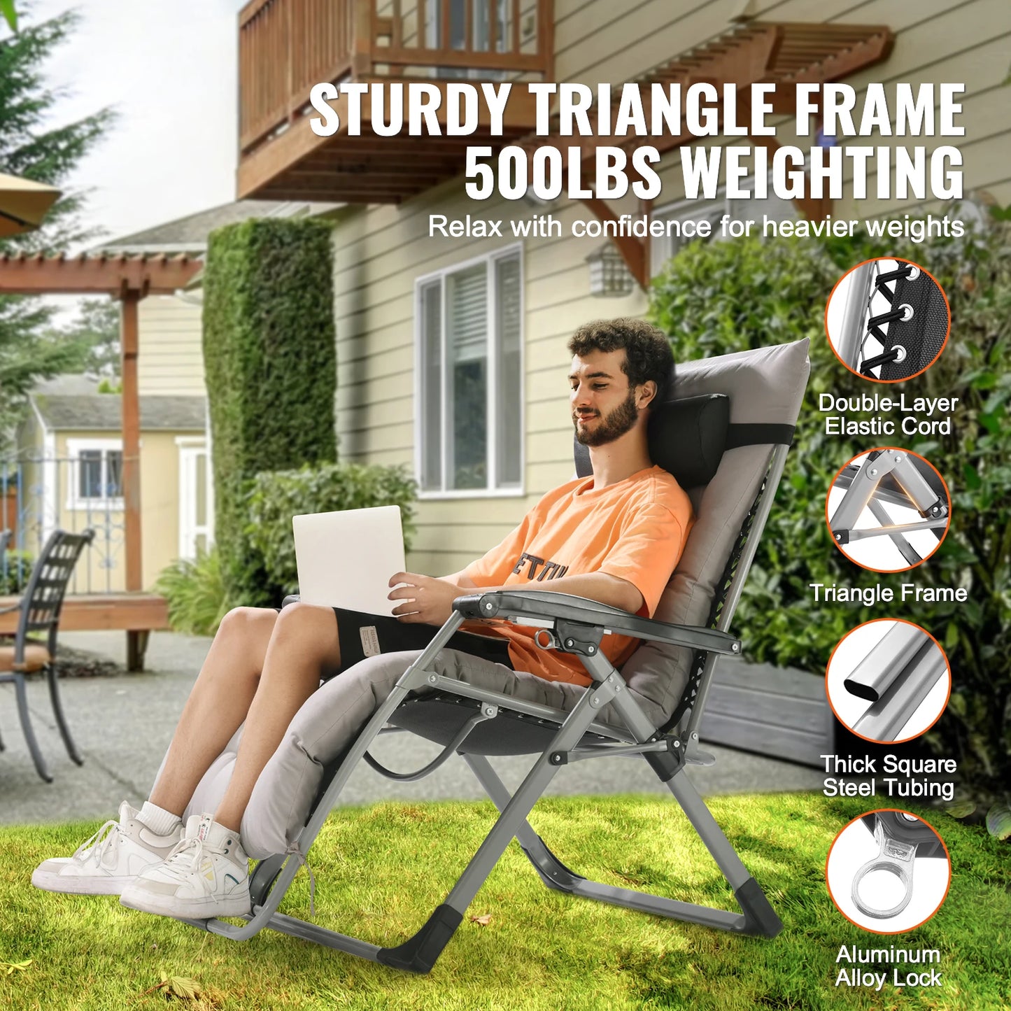 SucceBuy Zero Gravity Chair Anti Gravity Recliner With Footrest Cupholder