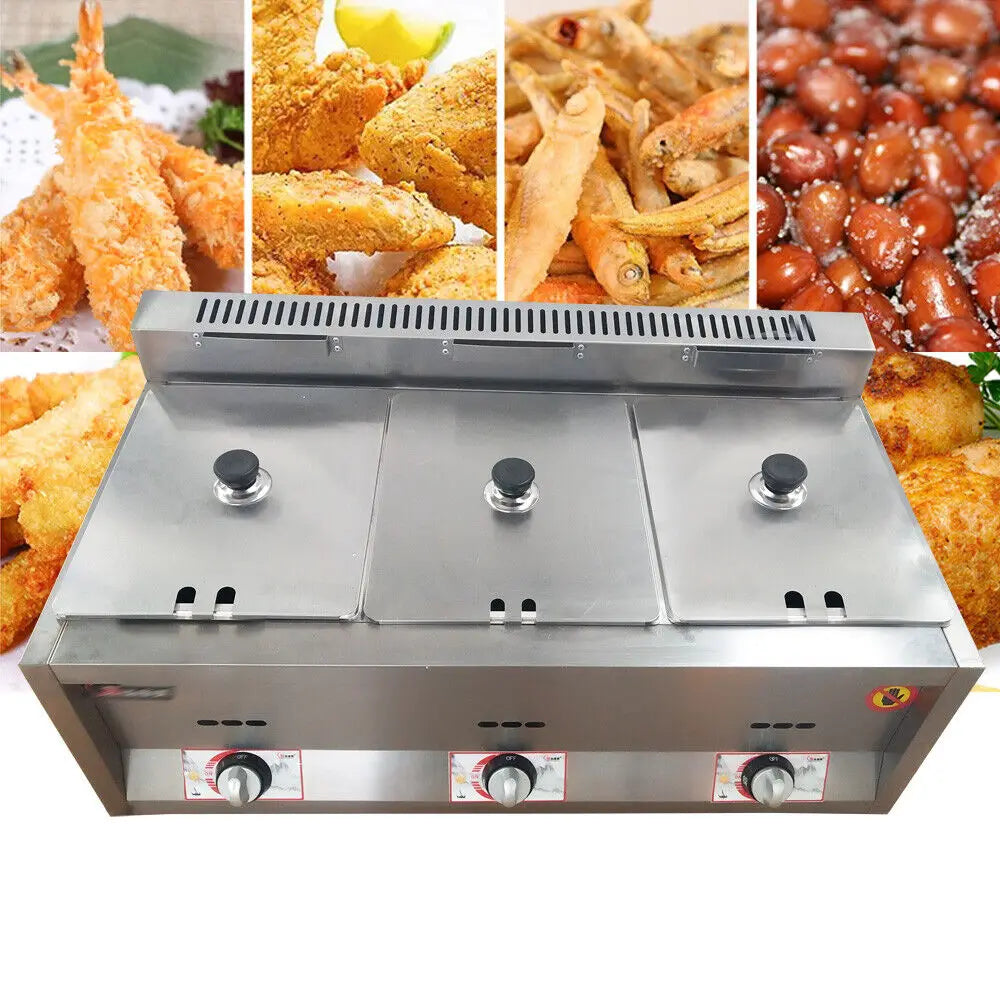 3 Pan Gas Fryer Warmer For Commercial Buffet Catering