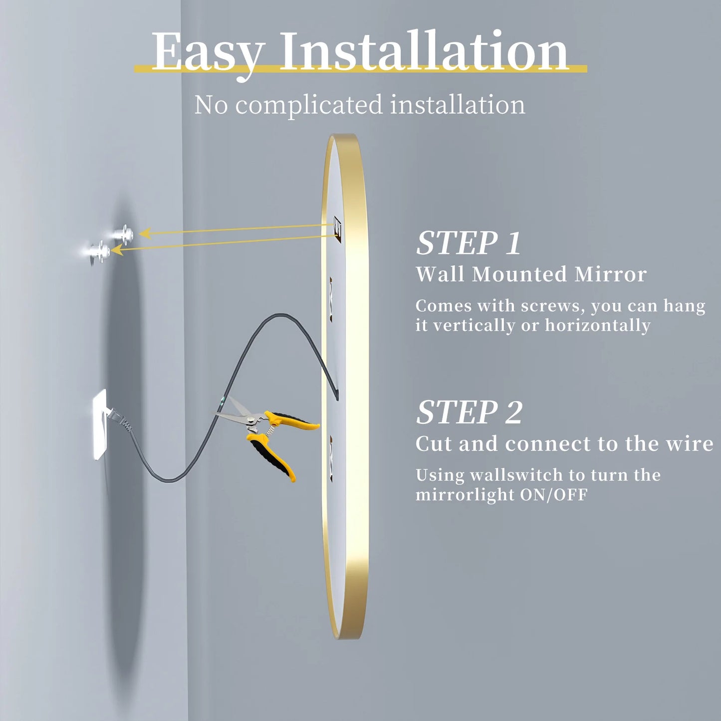 Wisfor Oval Vanity Mirror Dimmable LED Anti Fog Wall Mounted