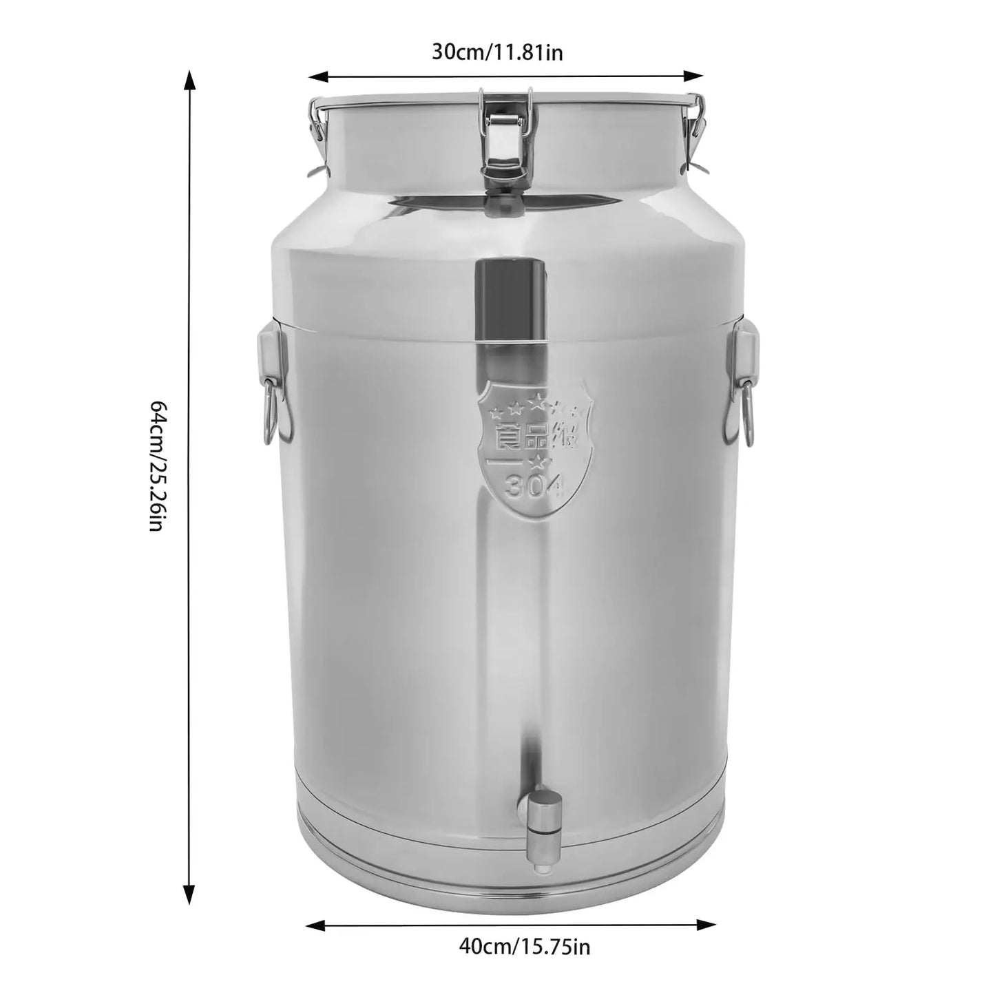 Buckets, Coolers and Holders 304 Stainless Milk Can with Spigot
