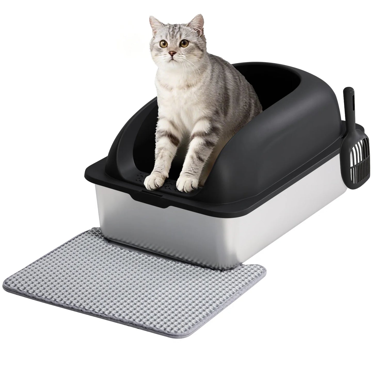 JHK Stainless Steel Cat Litter Box With Lid