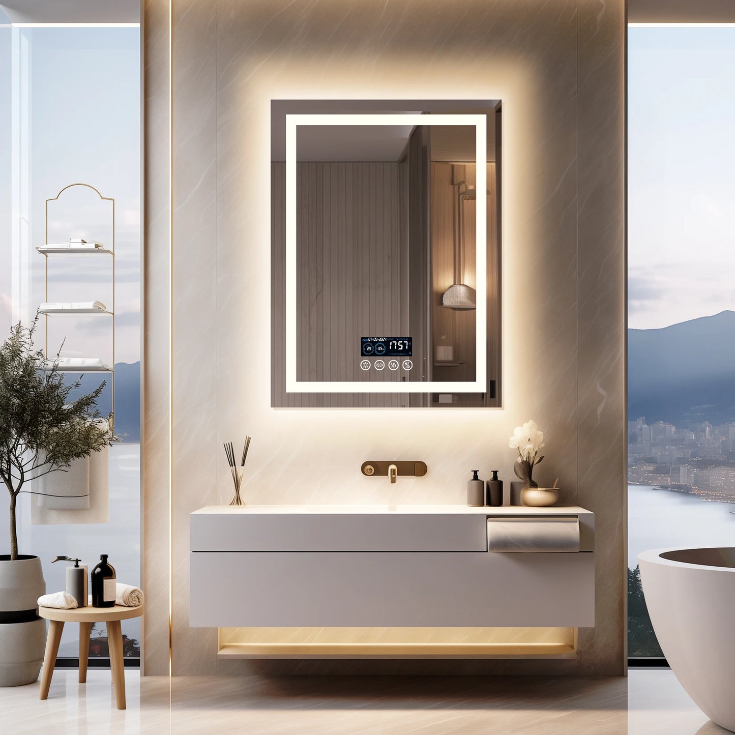 Wisfor Smart Led Bathroom Vanity Mirror Bluetooth Speaker Antifog Dimming