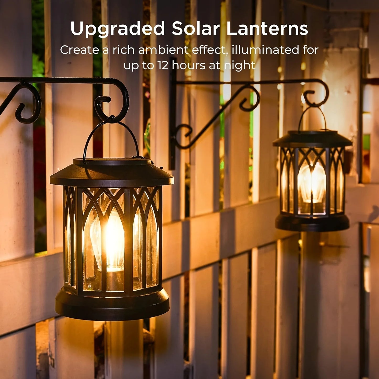 KPSTEK 2 Pack Upgraded Bright Solar Lantern Lights Outdoor Patio