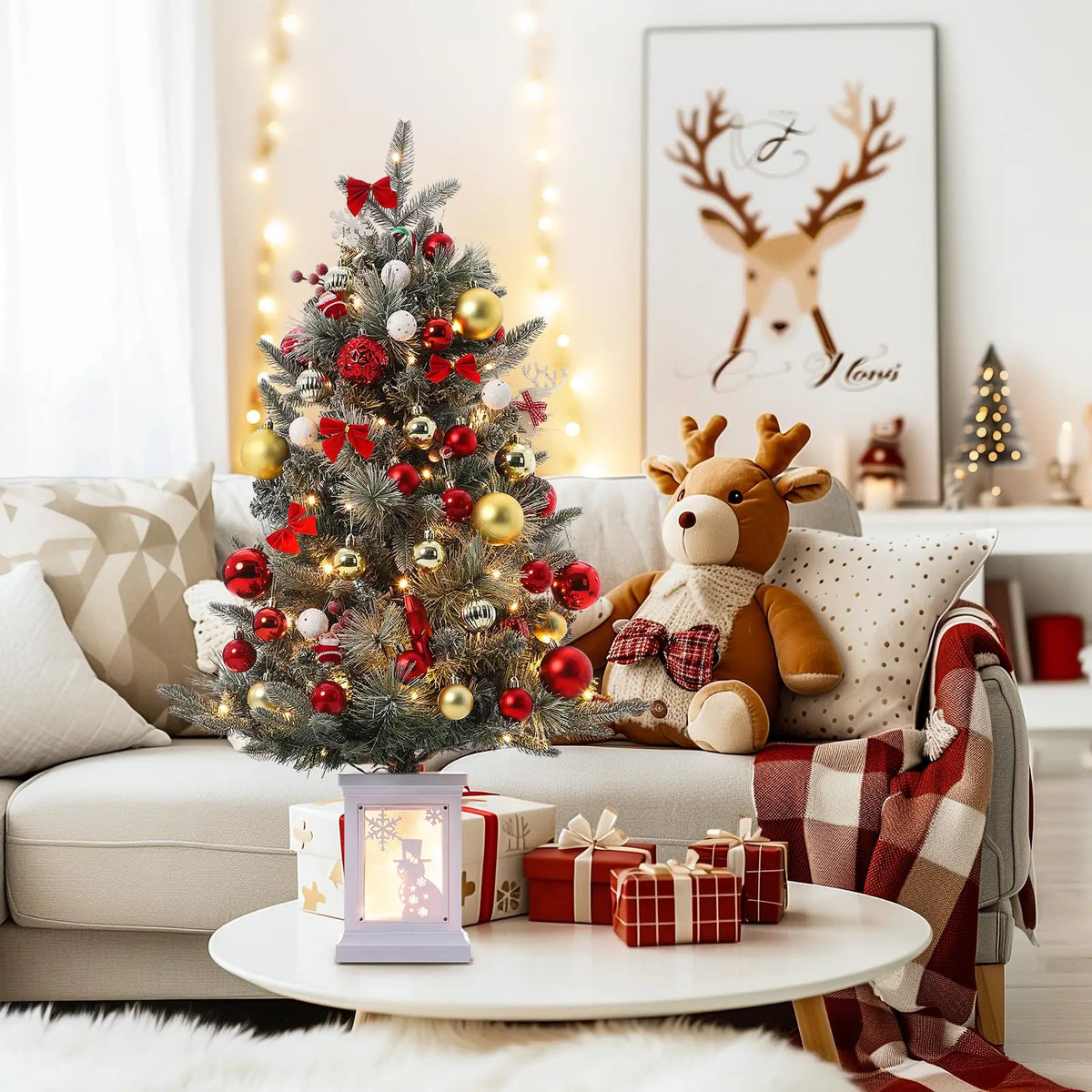 Prelit Artificial Christmas Tree With Led Lights And Timer