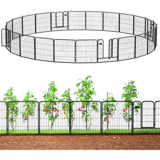 DAFIFY Decorative Iron Garden Fence With Gate Heavy Duty