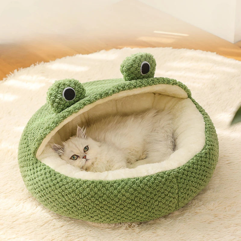 Pet Nest Winter Warm Cat Dog Den Plush Semi Enclosed