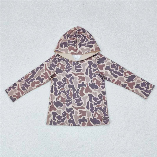 Baby Boys Grey Leopard Camo Hooded Long Sleeve Tee Shirts Tops Trendy Baby Clothing Infant Boy's Fashion Outfit