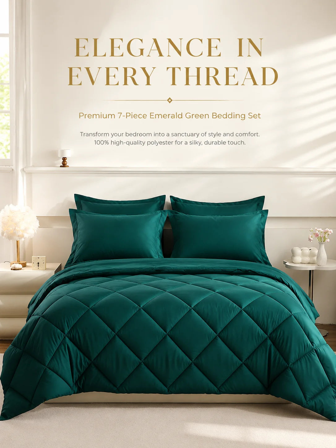 EasYum Brushed Polyester Quilted Bedding Comforter Sheet Set