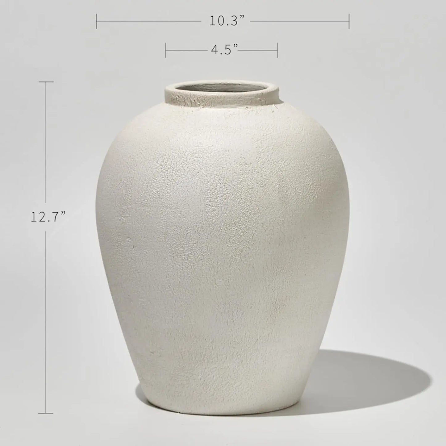 White Ceramic Large Vase, 12.7" Tall Zen Style vase, Terra Cotta Pitcher, Distressed Farmhouse Decor, Pottery Decorative Flower