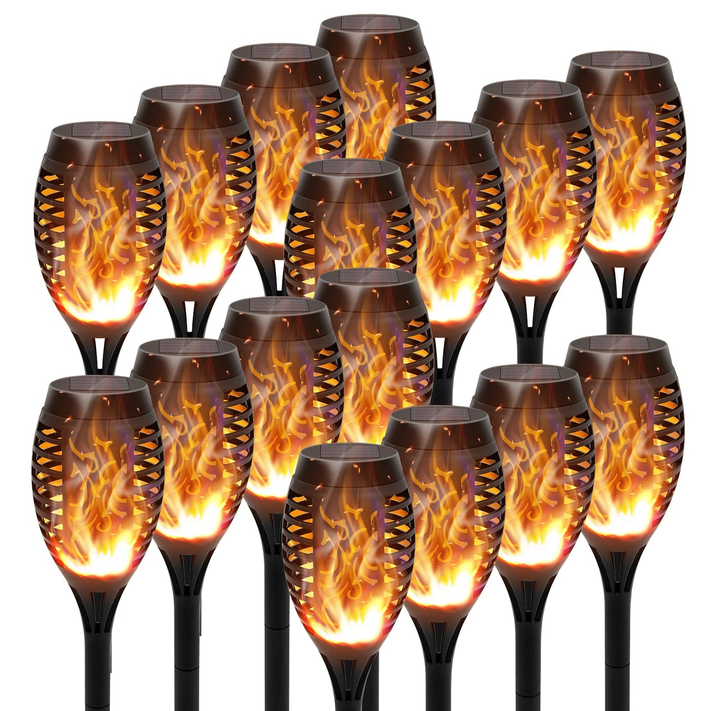 Solar Torch Lights With Flickering Flame Outdoor Waterproof Pathway