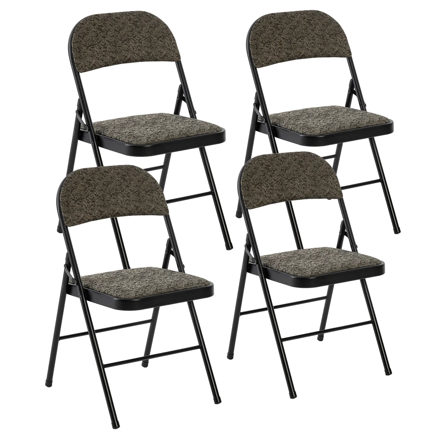 MCQ 4 Pack Foldable Fabric Padded Cushion Office Chair Ergonomic Metal Frame Soft Cushion Lumbar Support Heavy Capacity 330LB For Home Office﻿