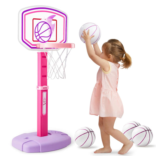 Joyfy Toddler Indoor Basketball Hoop Set With Adjustable Height And 4 Balls