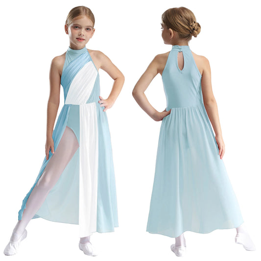 Teen Lyrical Modern Dance Dress With Asymmetric Split