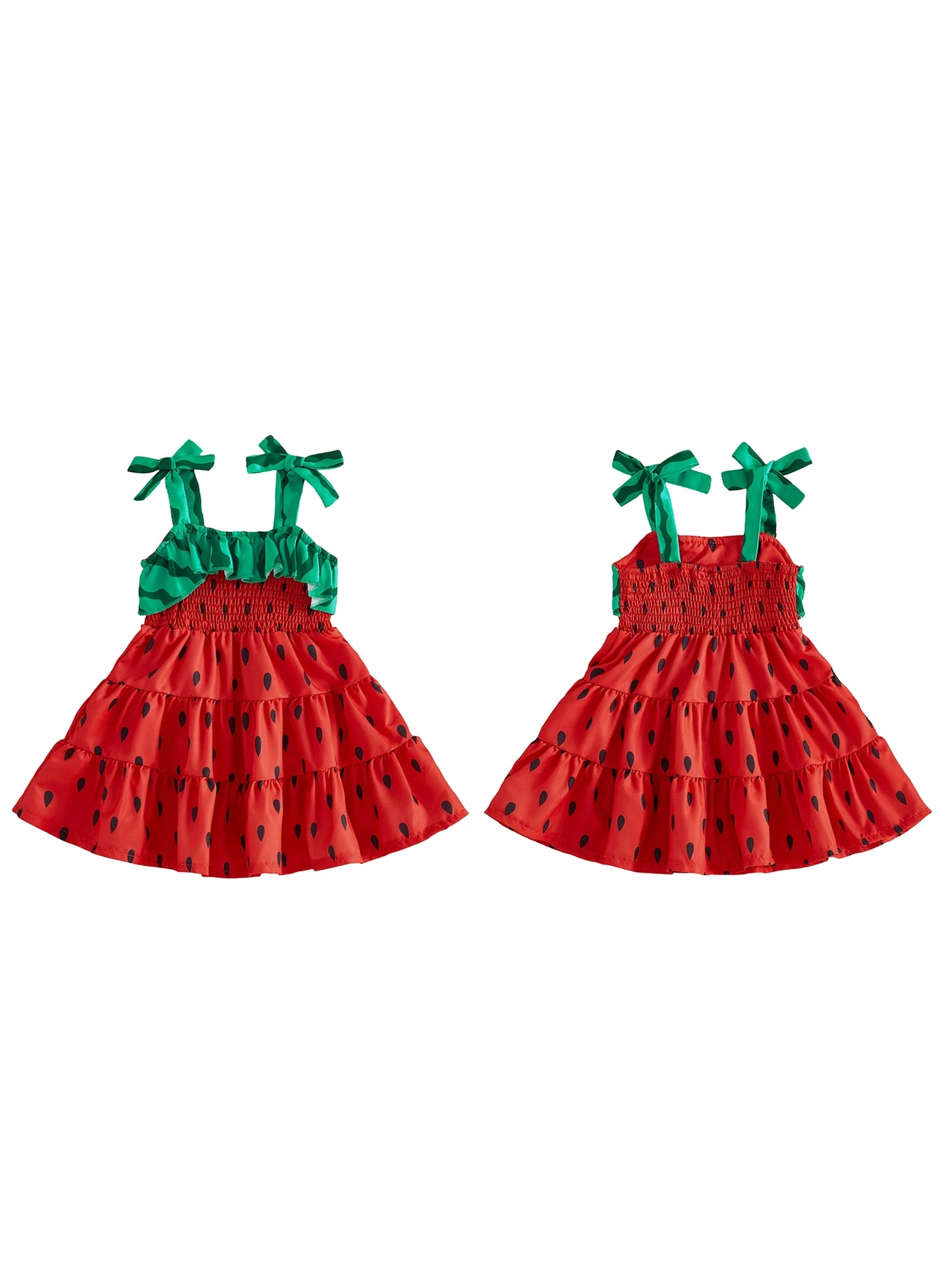 Cute Baby Girl s Floral Print Sleeveless Dress Ruffle Hem Summer A-line Dress with Bowknot Detail Casual Wear