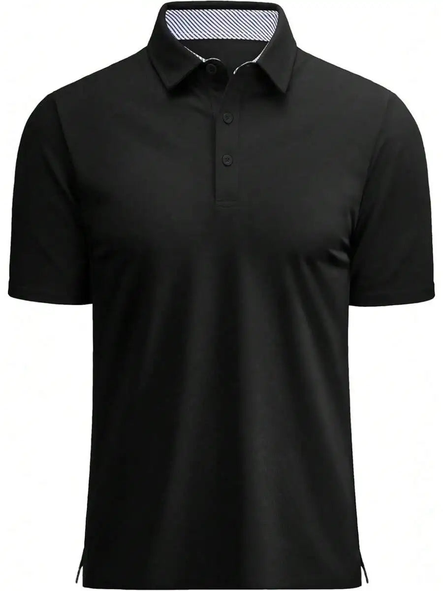 Mens Short Sleeve Cotton Pique 3-Button Classic Fit Casual Golf Shirt