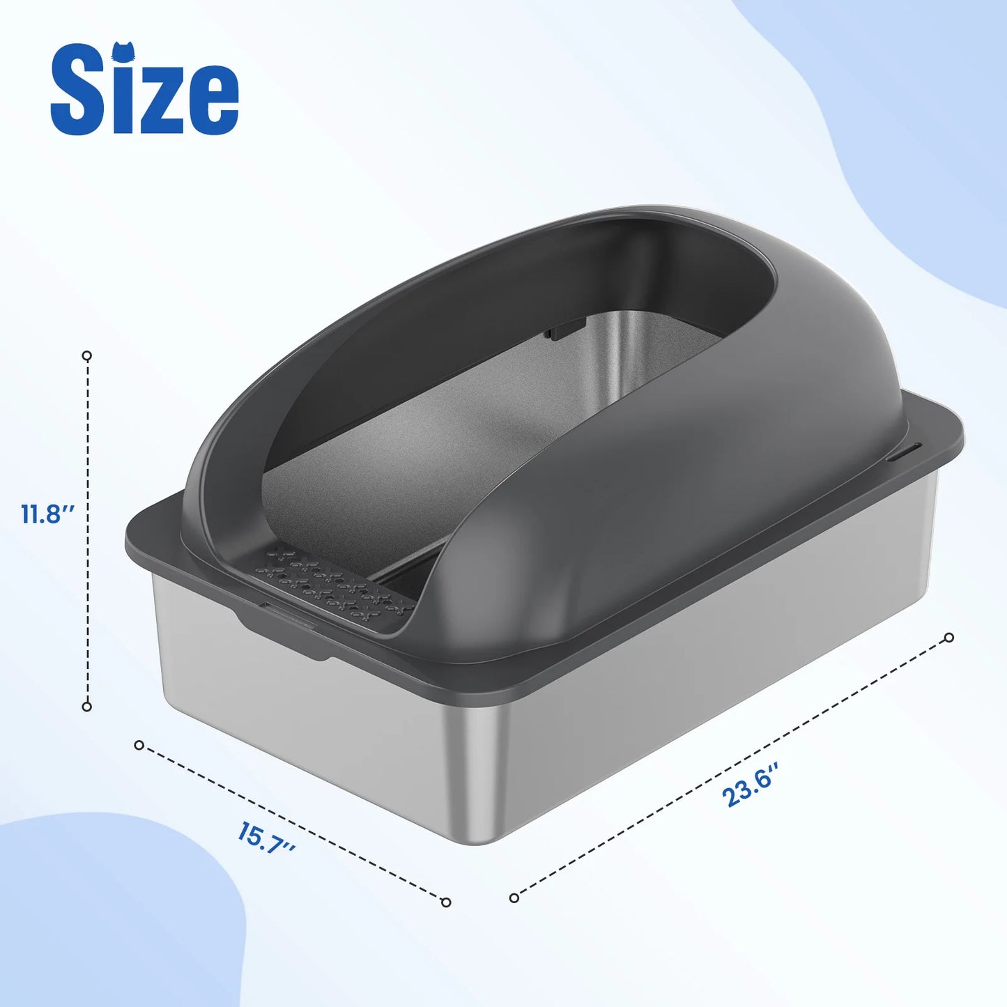 JHK Stainless Steel Cat Litter Box With Lid