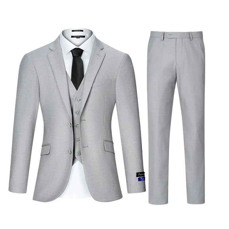 Men's Classic 3-Piece Suit Set Blazer With Button Details Regular Fit