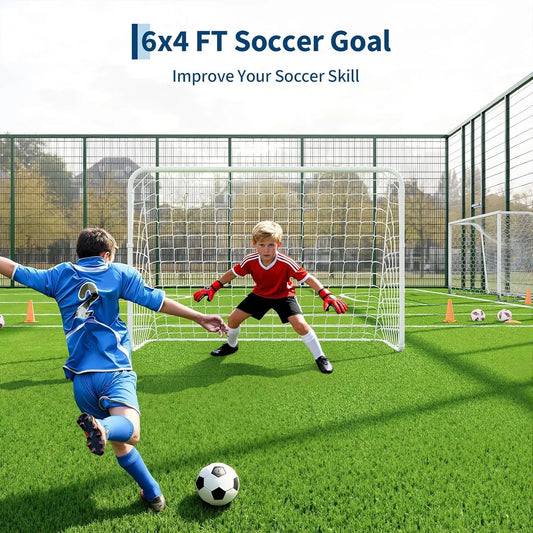 HiMISS Portable Soccer Goal With Steel Frame And Ground Stakes