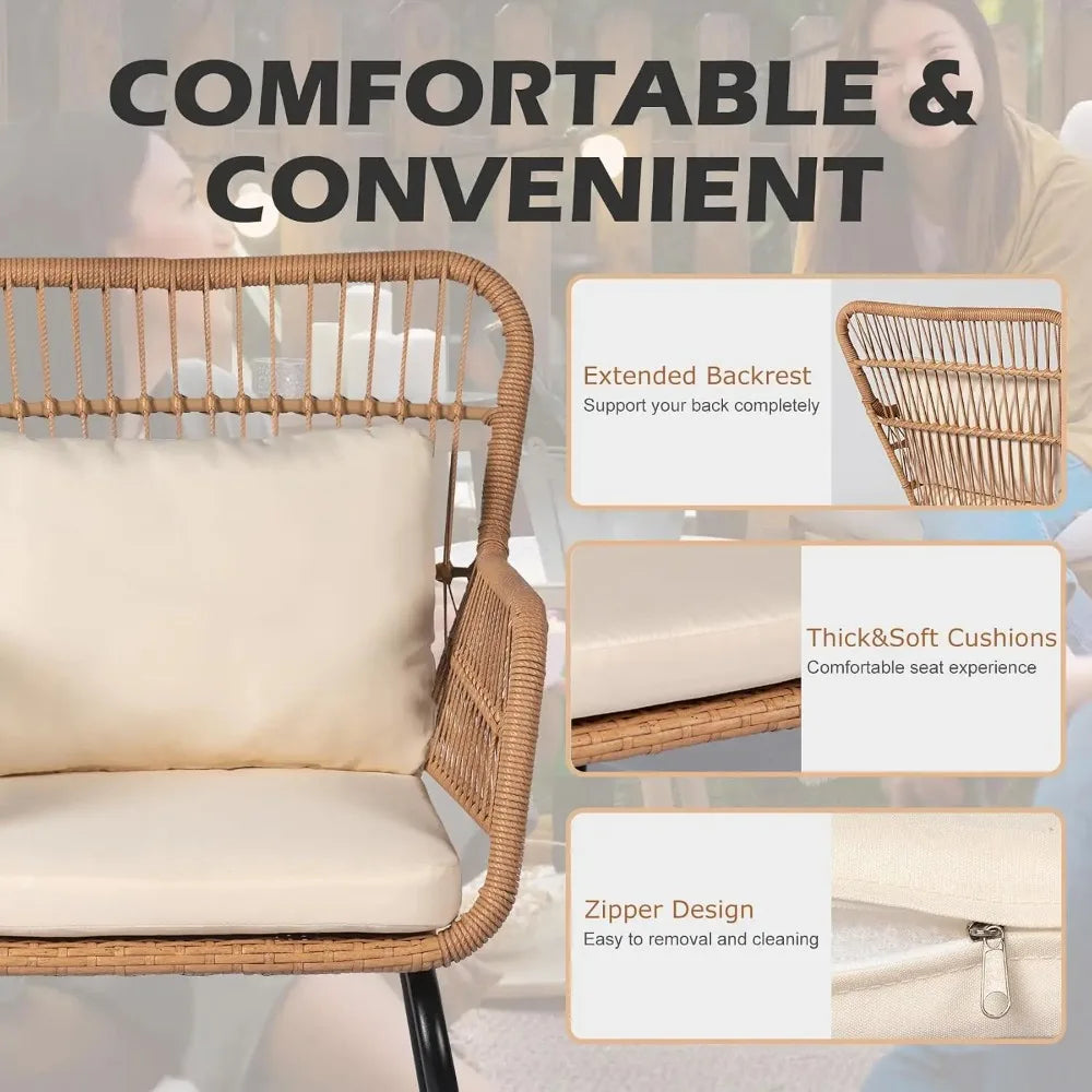Modern Outdoor Wicker Rattan Patio Bistro Conversation Furniture Set